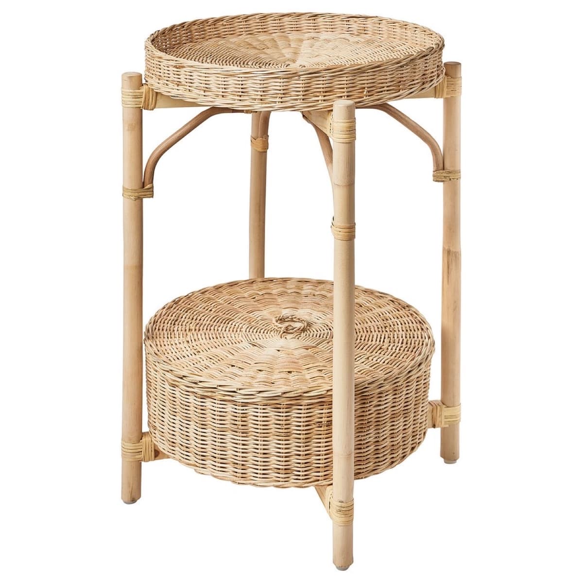 Cane-Front Nightstand Pair