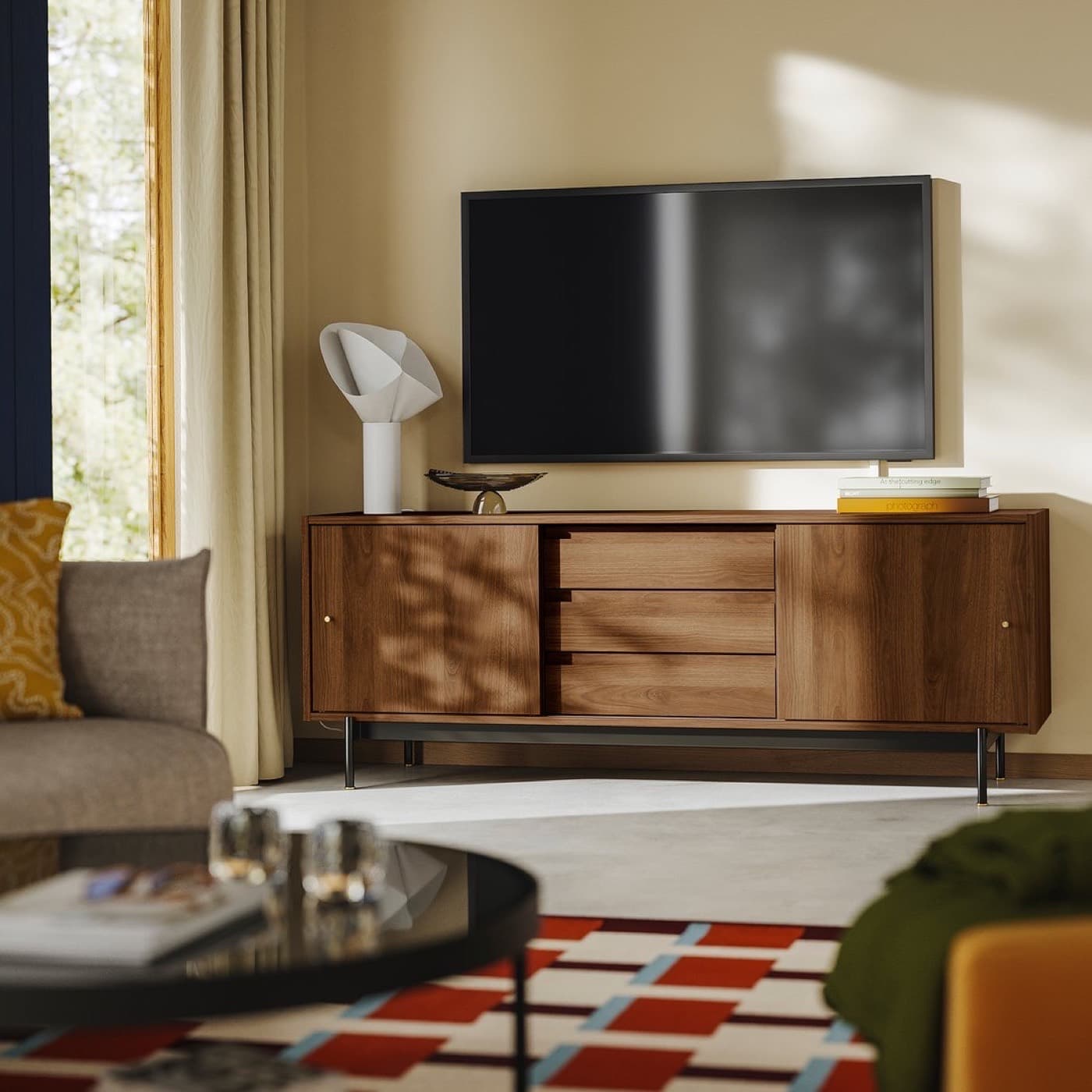 Low Oak Media Console